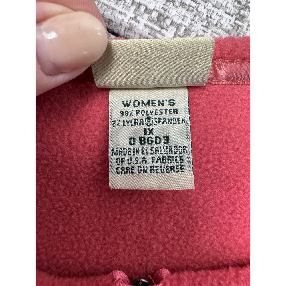 LL Bean Polartec Fleece Sweater Vest Collarless Full Zip Pink Women's Size 1X - Picture 10 of 11